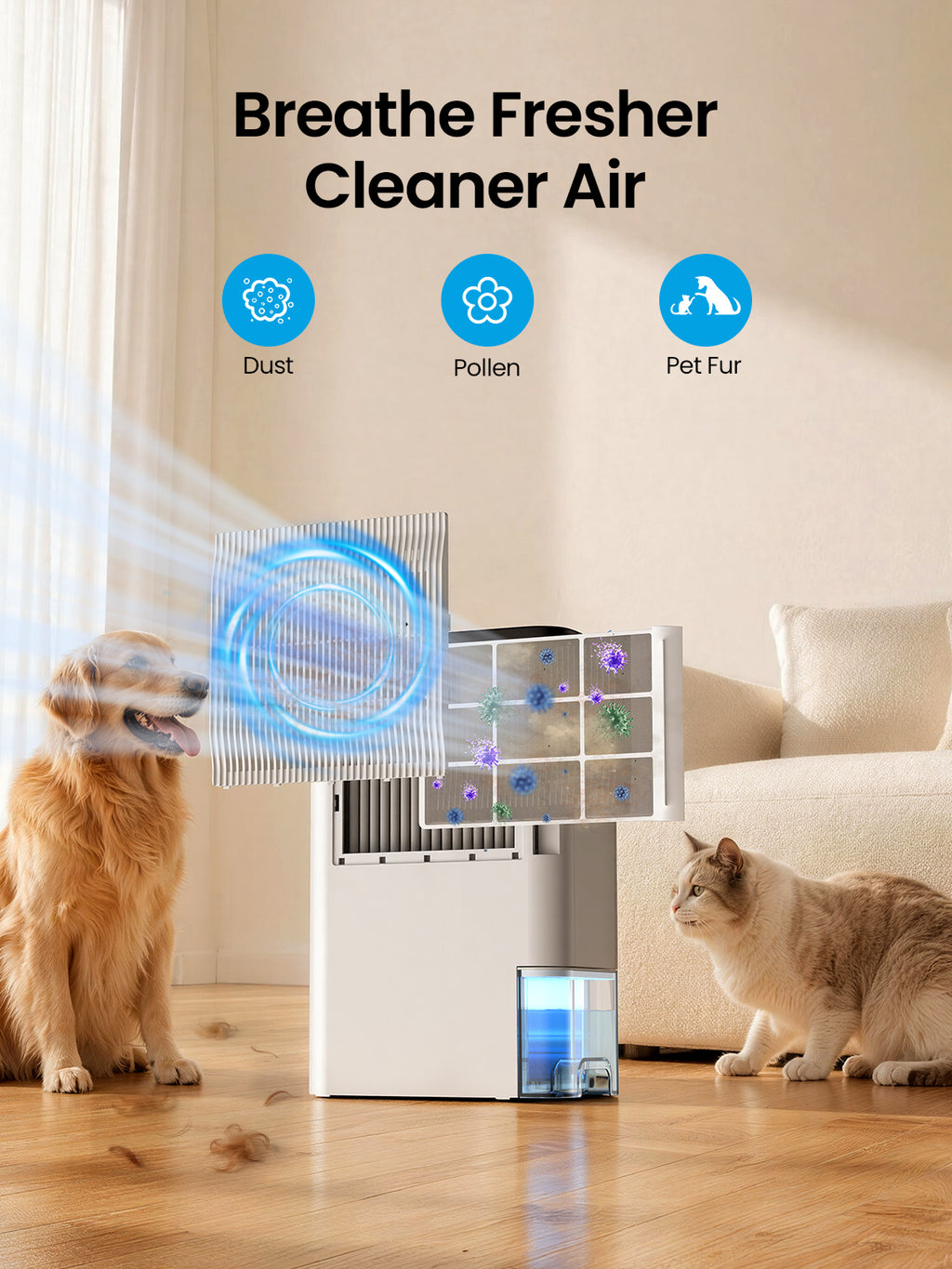 Dehumidifiers for Home 1500 Sq.Ft, 2.5L Tank, 35dB Quiet, New Rotary Technology Dehumidifier with Drain Hose, Works Down to 1°C/34°F, Auto Shutoff, Ideal for Basement Bedroom Bathroom RV Closet