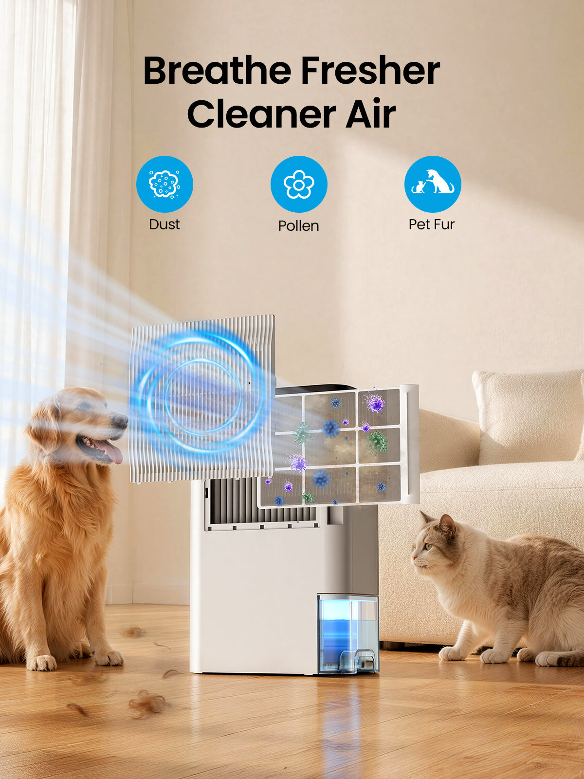 Dehumidifiers for Home 1500 Sq.Ft, 2.5L Tank, 35dB Quiet, New Rotary Technology Dehumidifier with Drain Hose, Works Down to 1°C/34°F, Auto Shutoff, Ideal for Basement Bedroom Bathroom RV Closet